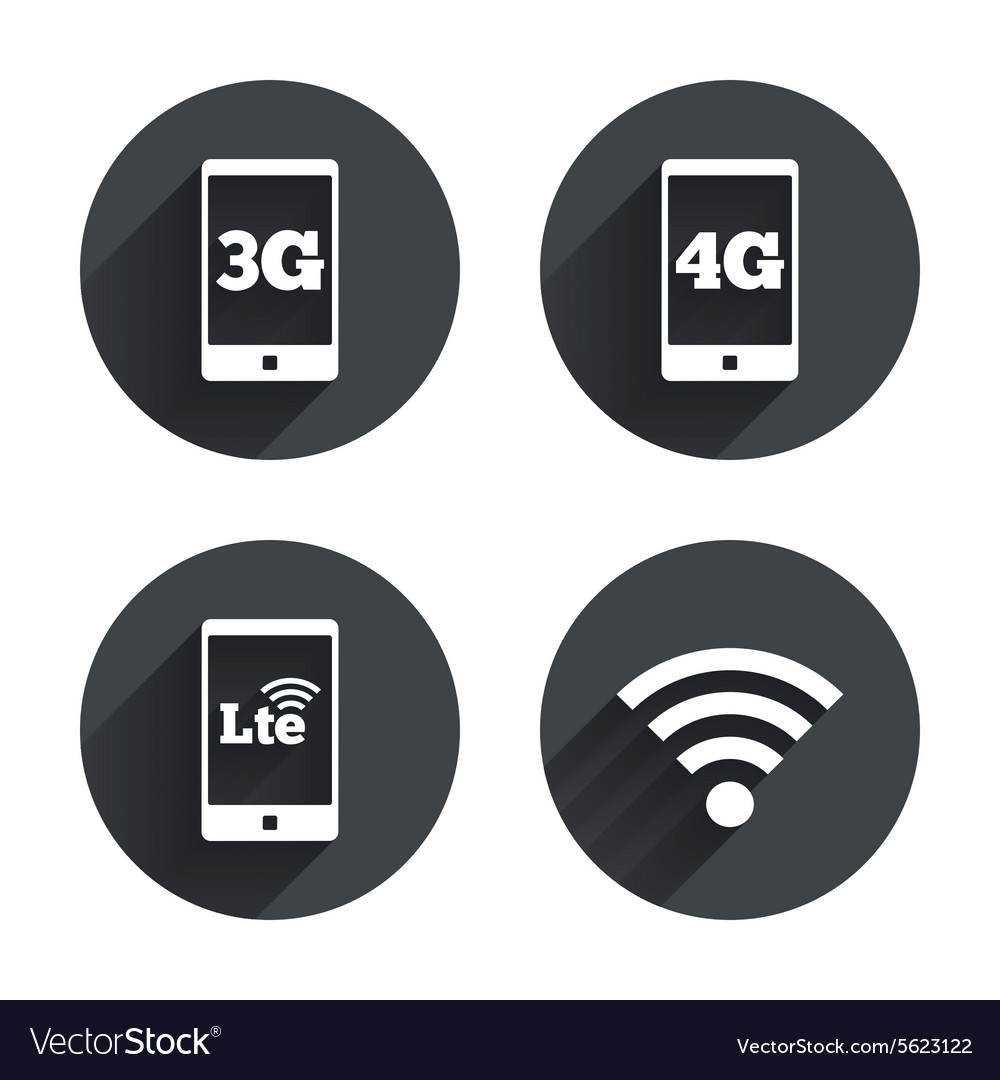 Mobile telecommunications icons 3g 4g and lte