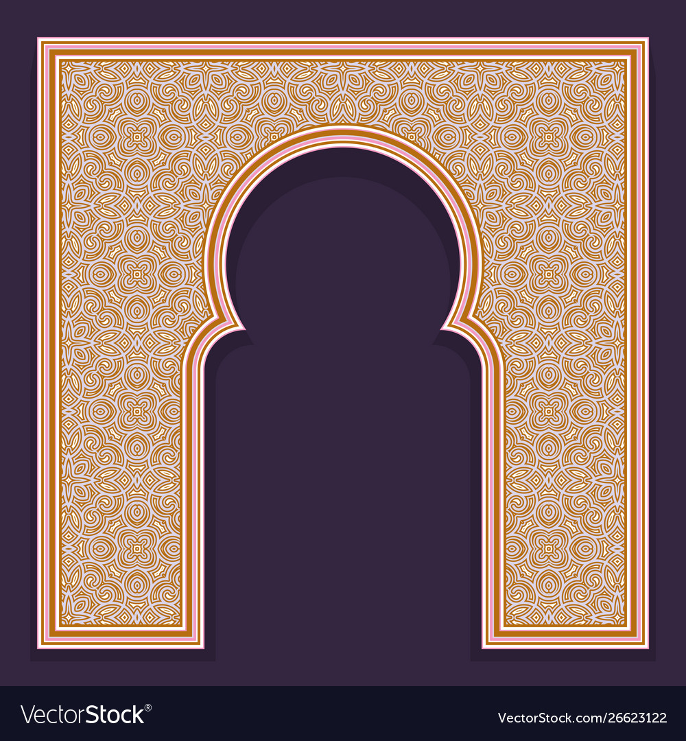 Patterned arched frame in oriental traditional Vector Image