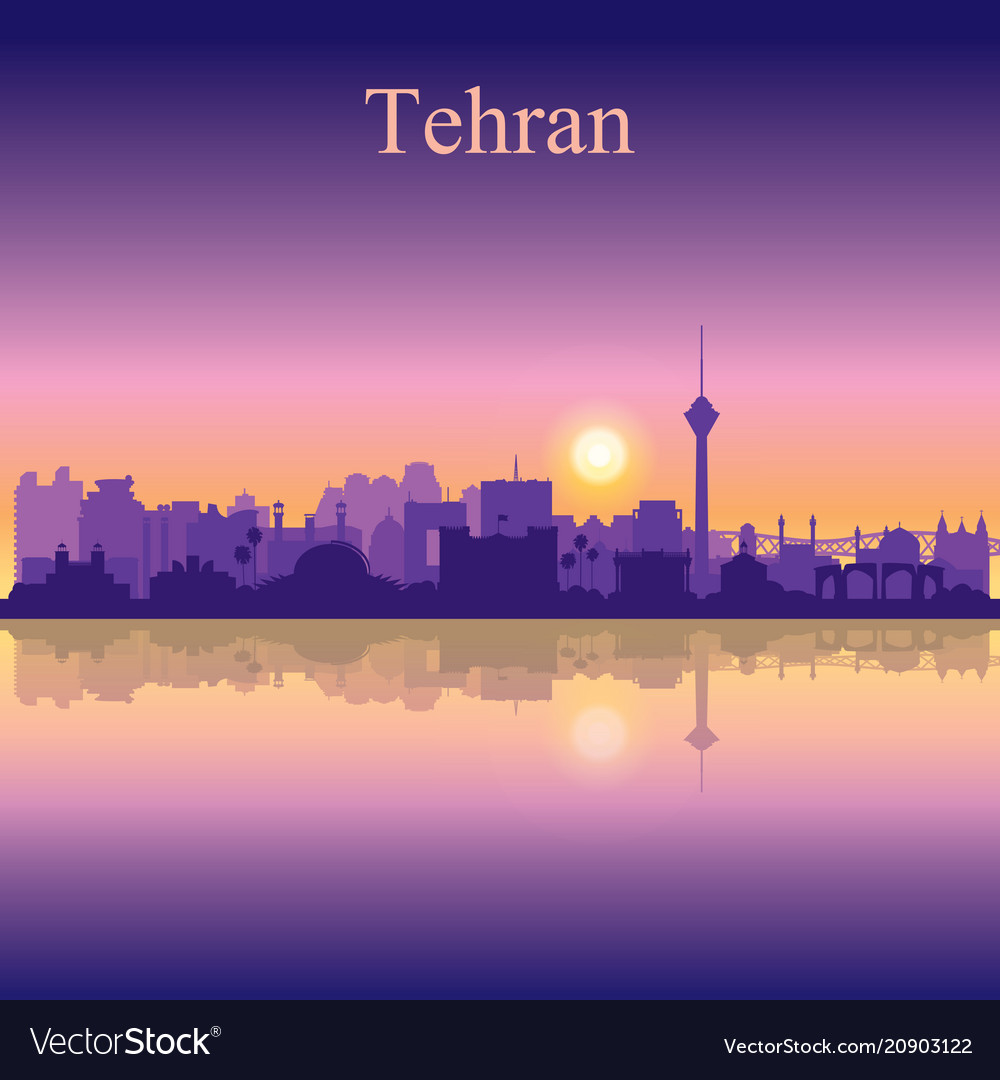 Tehran City Silhouette On Sunset Background Vector Image Tehran City Silhouette On Sunset Background Vector Image