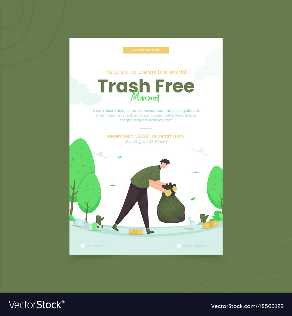 Trash free environmental care on poster design Vector Image