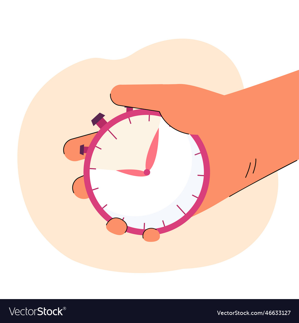 Hand holding stopwatch to measure time interval Vector Image