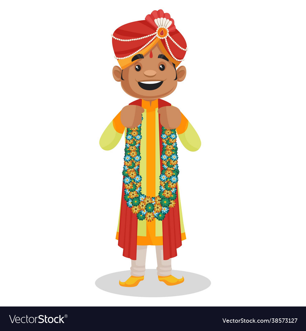 Indian groom cartoon character Royalty Free Vector Image