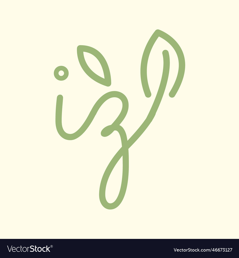 Letter iz line art Blatt Pflanze feminine botanisch