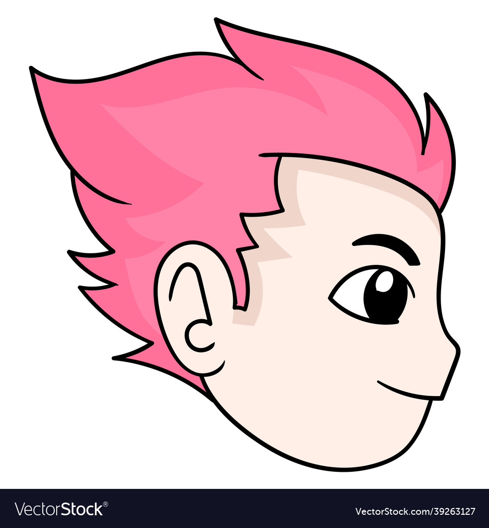 Redhead boy head cool side view doodle icon