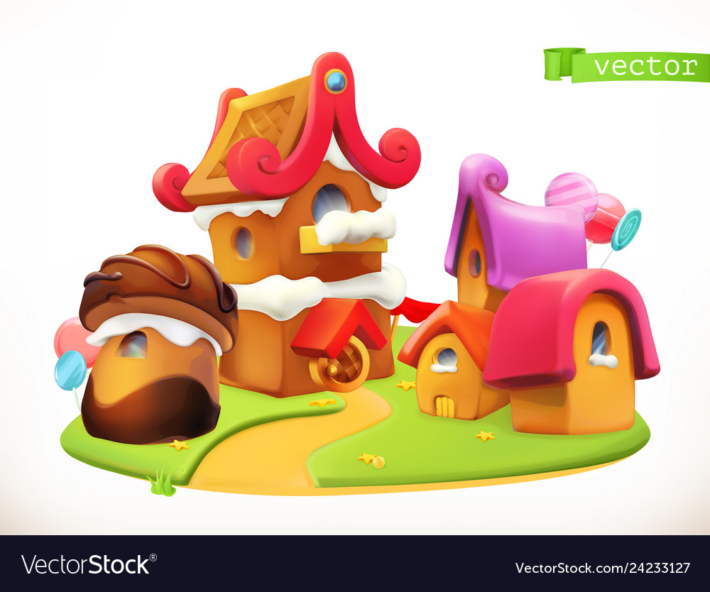 Sweet houses 3d icon Royalty Free Vector Image