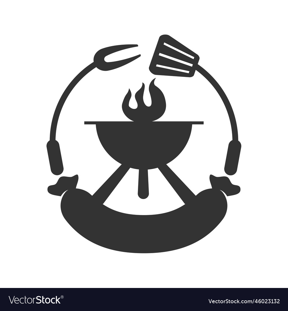 Barbecue logo with bbq logotype and fire concept