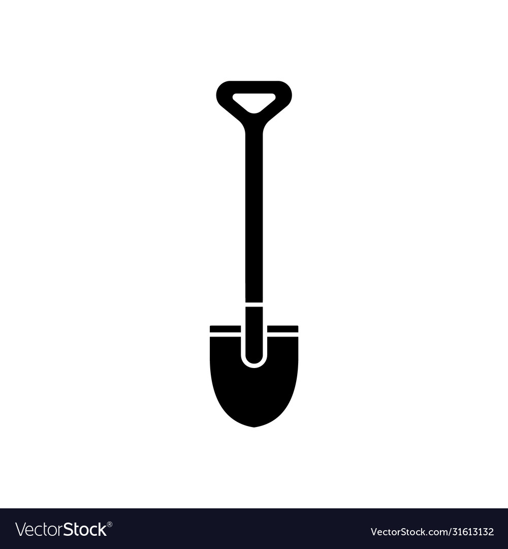 Cutout silhouette bayonet shovel outline icon Vector Image