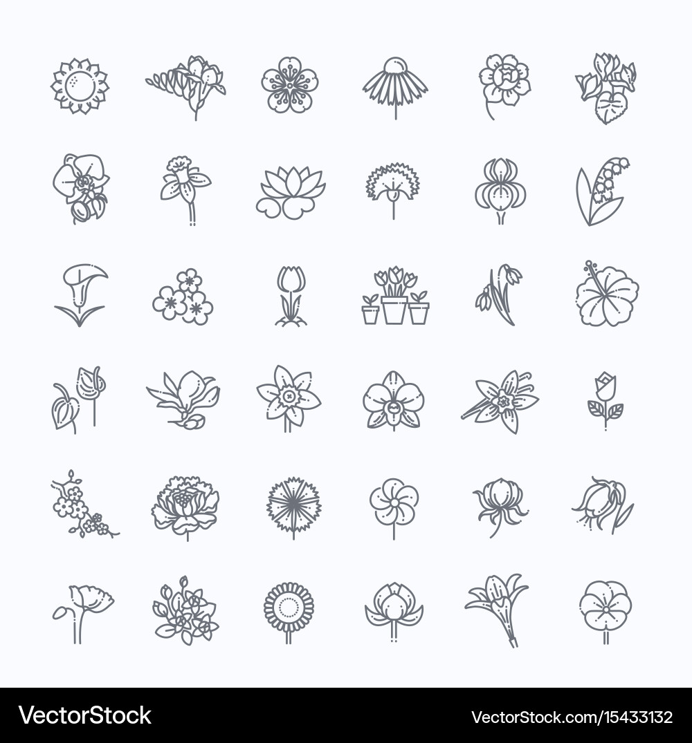Flower icon set Royalty Free Vector Image - VectorStock