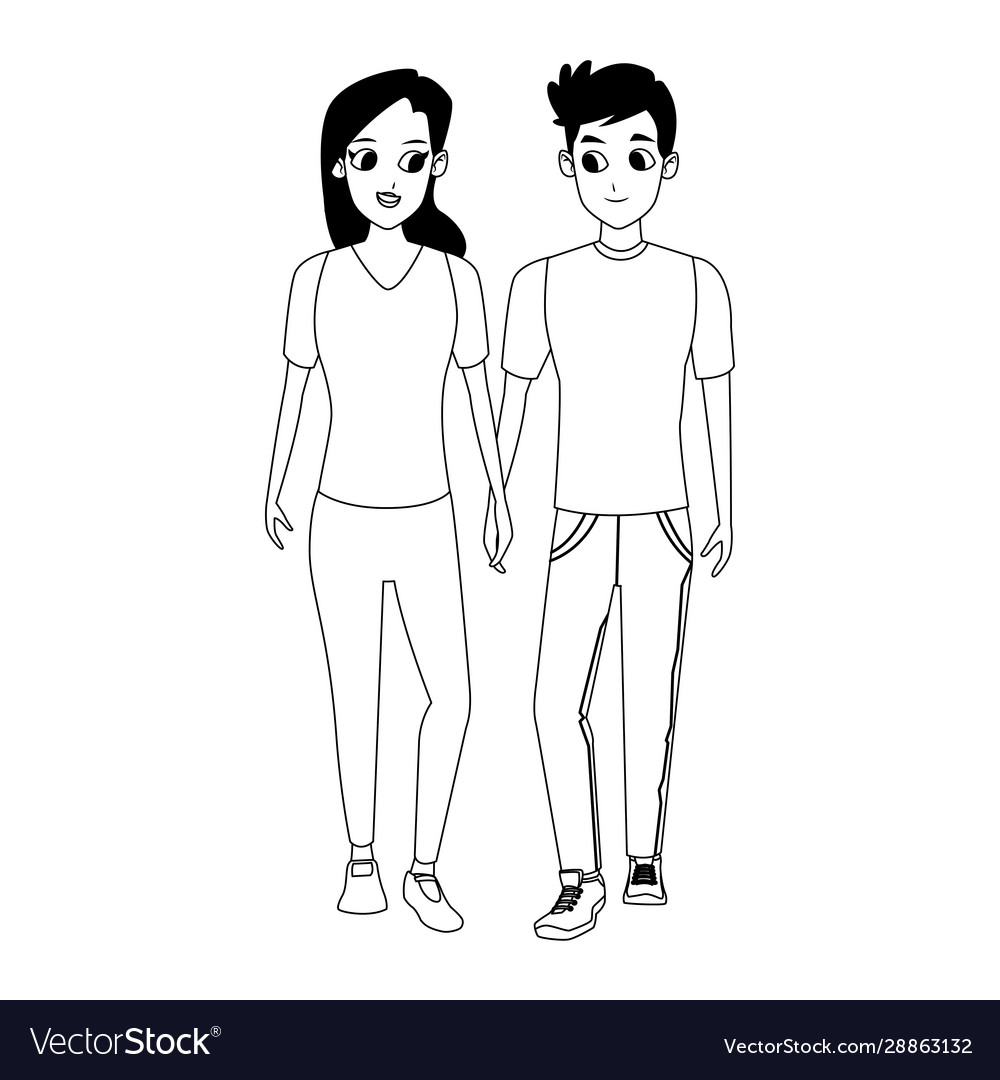 Happy young couple icon flat design Royalty Free Vector