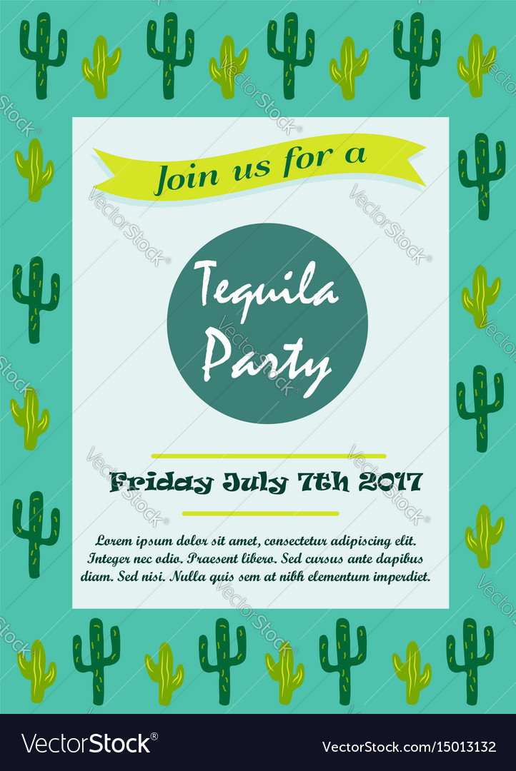 Invitation template with cacti for tequila party