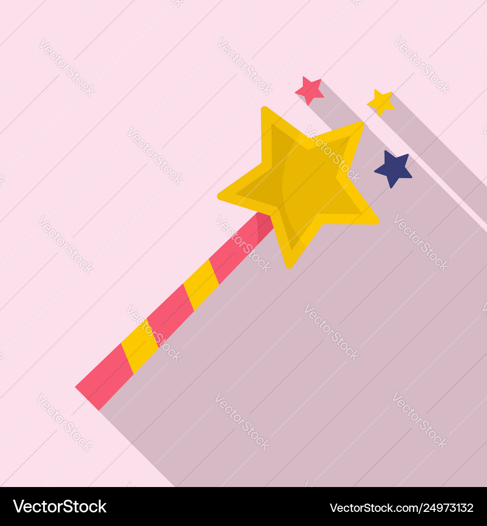 Magic stick icon flat style Royalty Free Vector Image