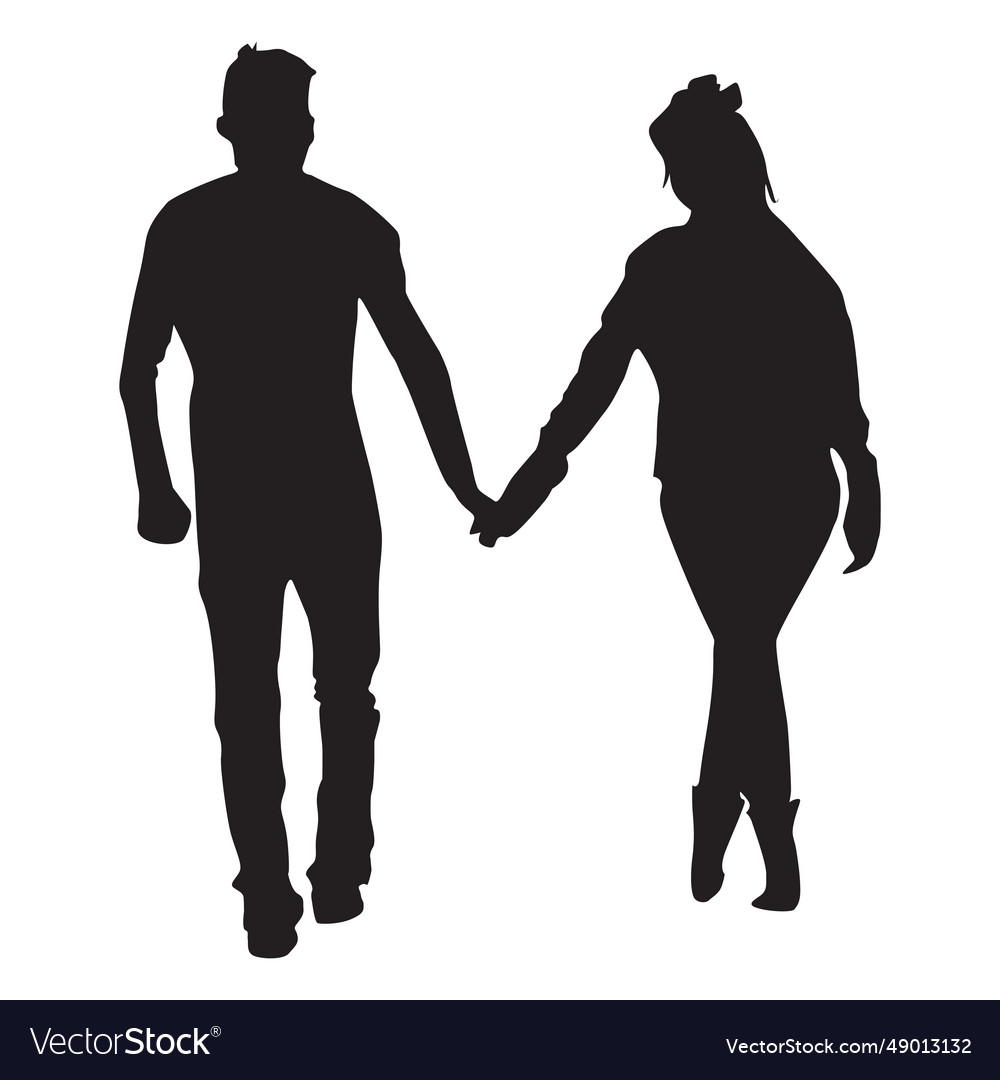 Strollng Together Couple Silhouette Royalty Free Vector