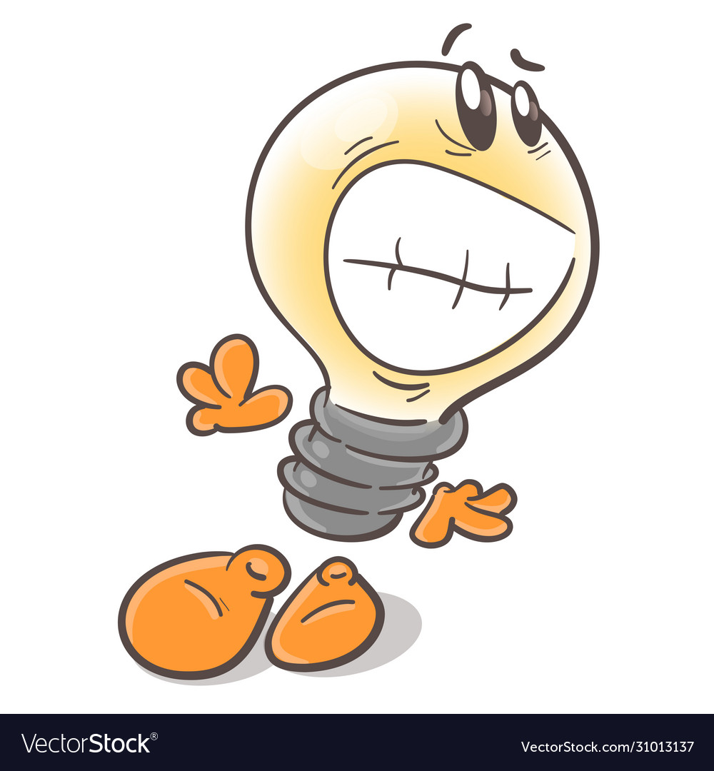 Emotional character cartoon lightbulb intereston