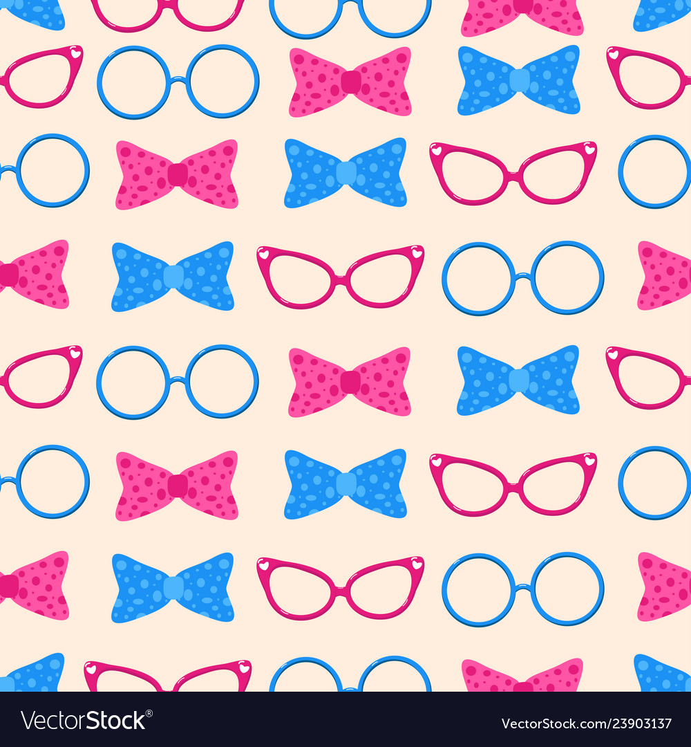 Seamless pattern with glasses and bows Royalty Free Vector