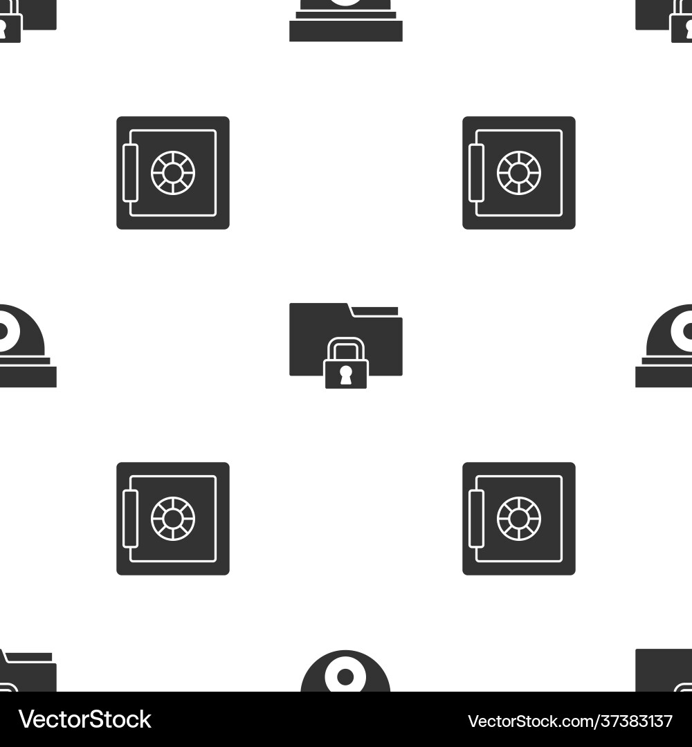 Set security camera folder and lock and safe Vector Image