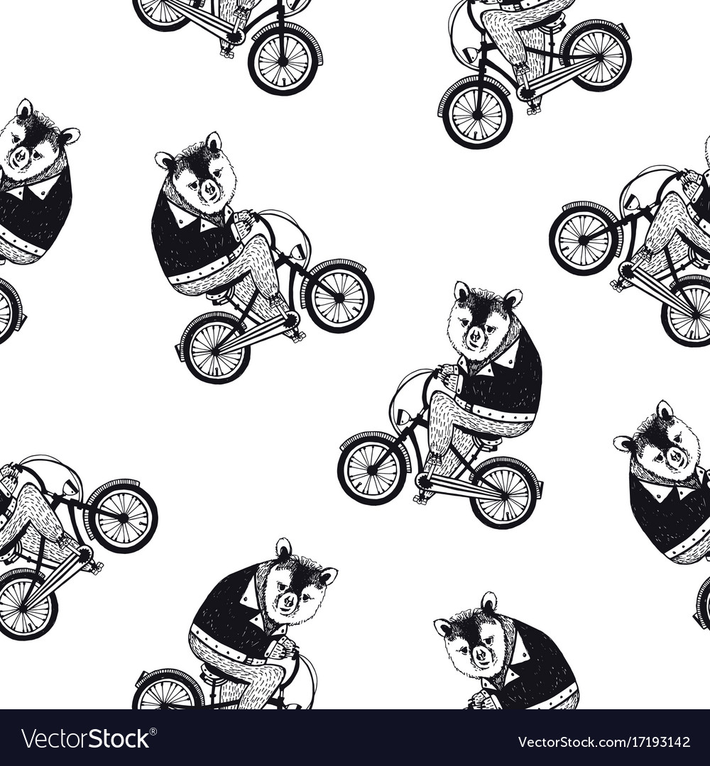 Funny seamless pattern with cute cartoon brown