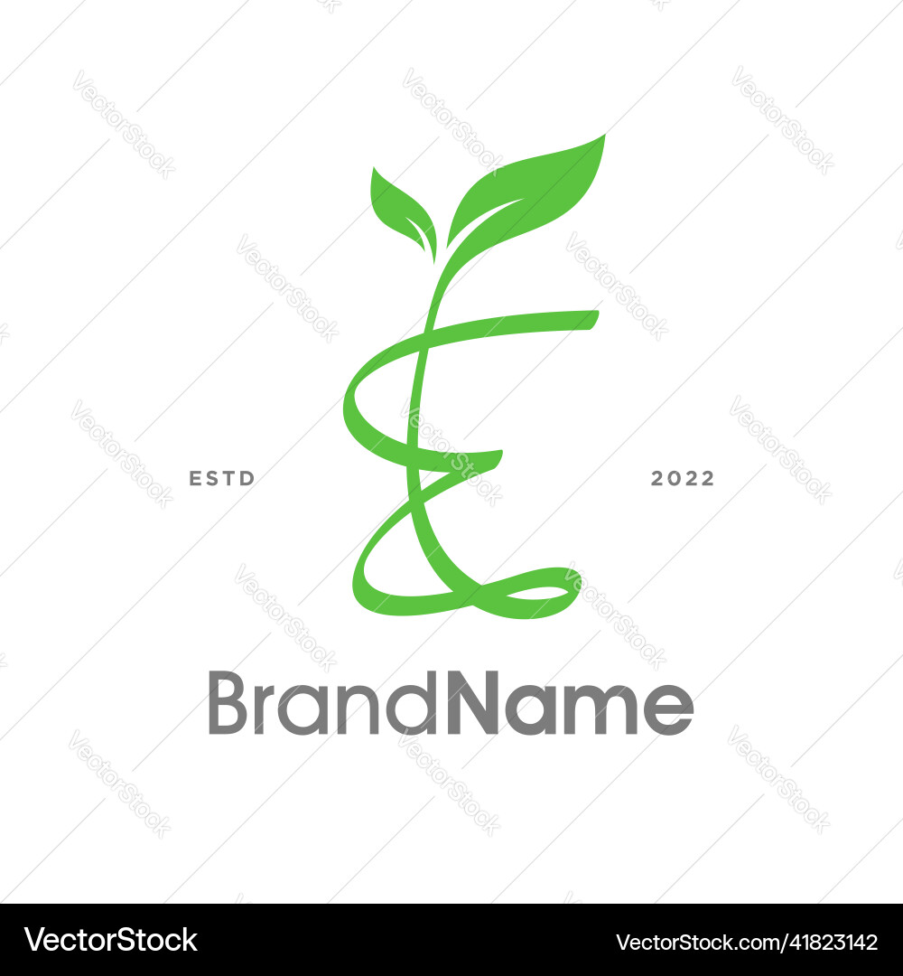 Initial e nature leaf Royalty Free Vector Image