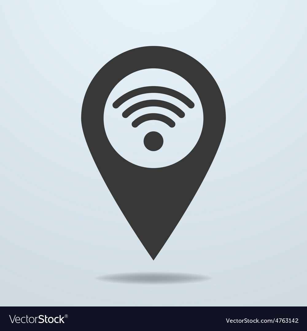 Map pointer with a wifi symbol