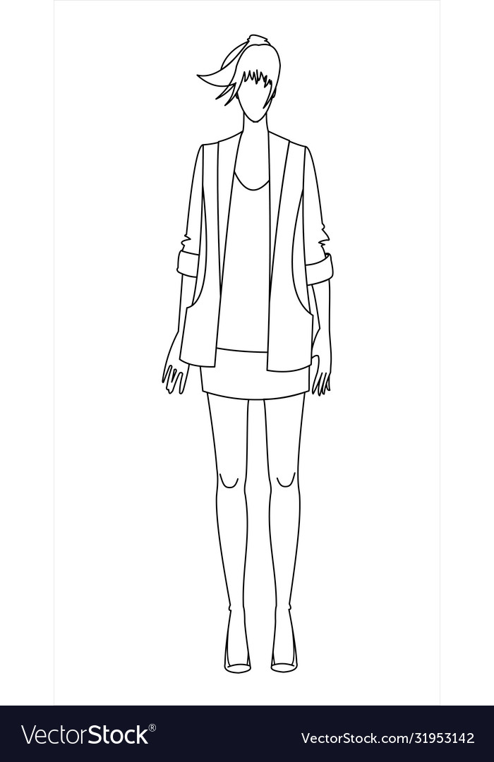 Outline a standing girl