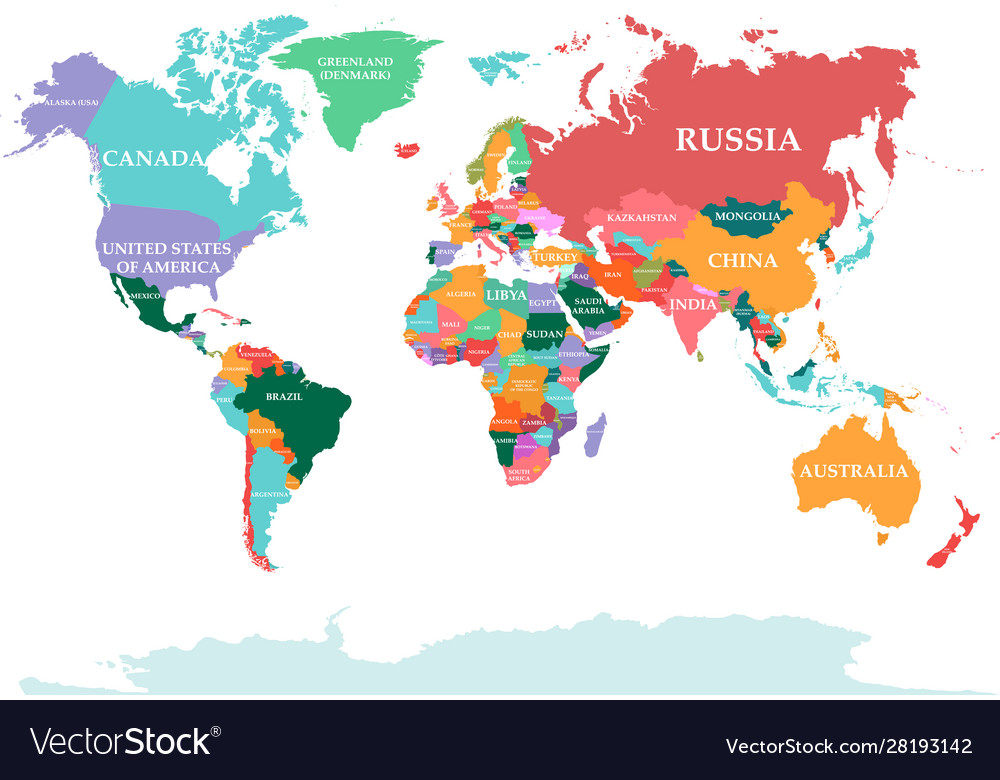 Polical map world Royalty Free Vector Image - VectorStock