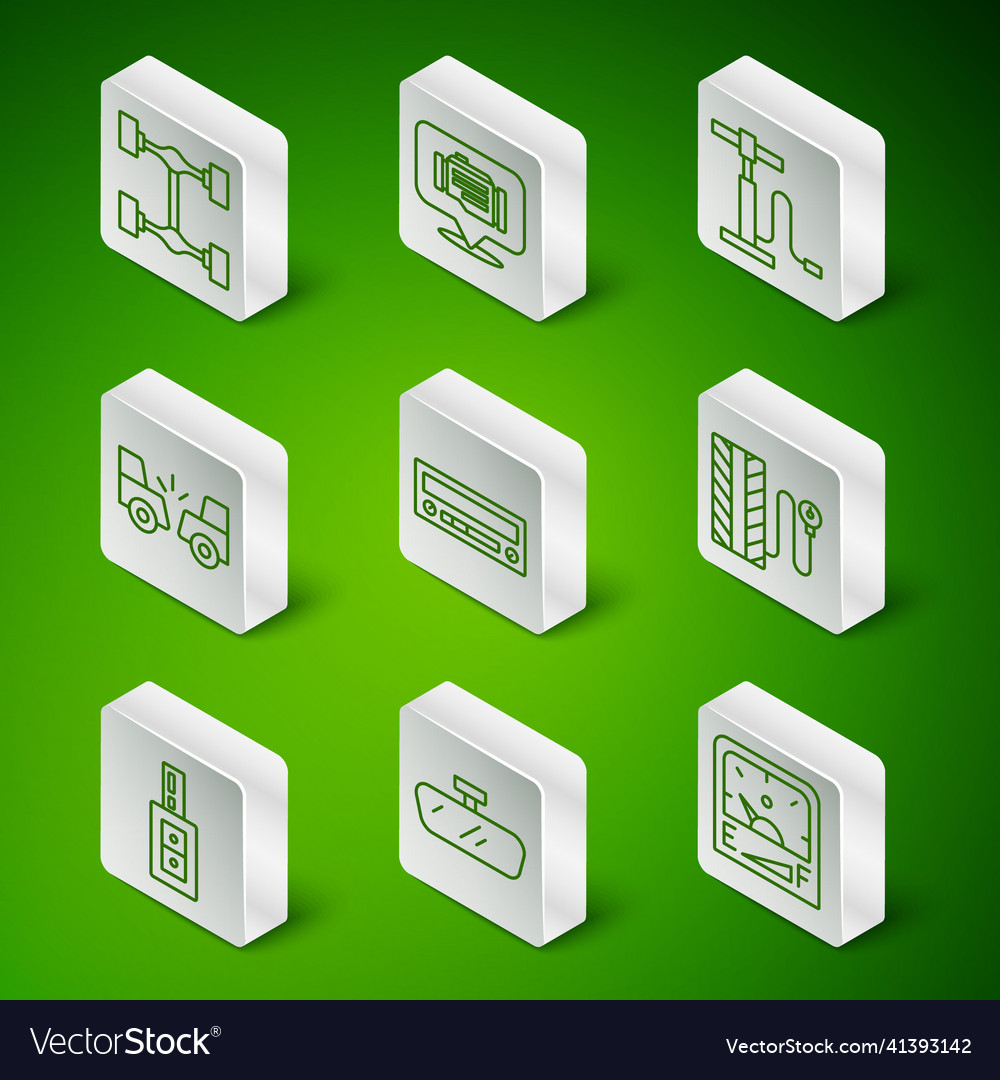 Set line motor gas gauge car mirror chassis car Vector Image