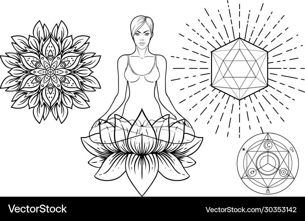 Set ornamental boho chic style elements Royalty Free Vector
