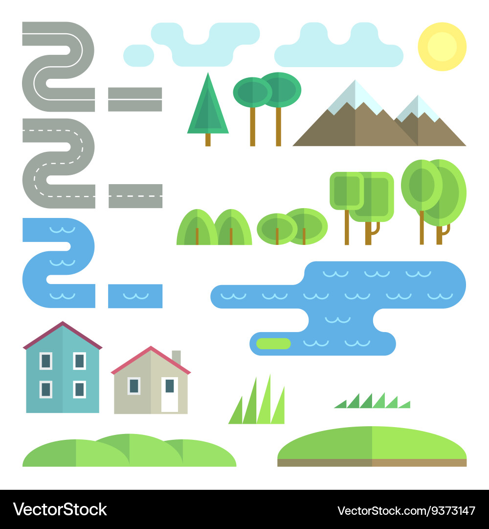 Landscape flat elements Royalty Free Vector Image