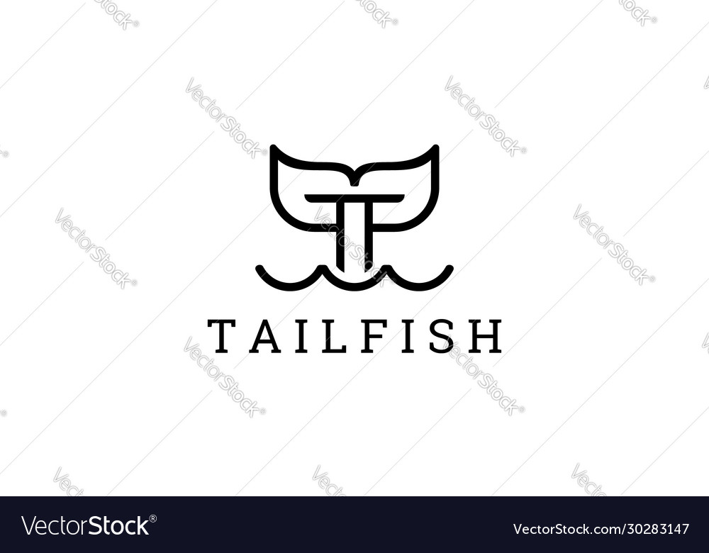 Letter t with fishtail logo design concept vector image Letter t with fishtail logo design concept