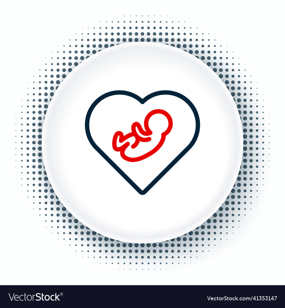 Line baby inside heart icon isolated on white