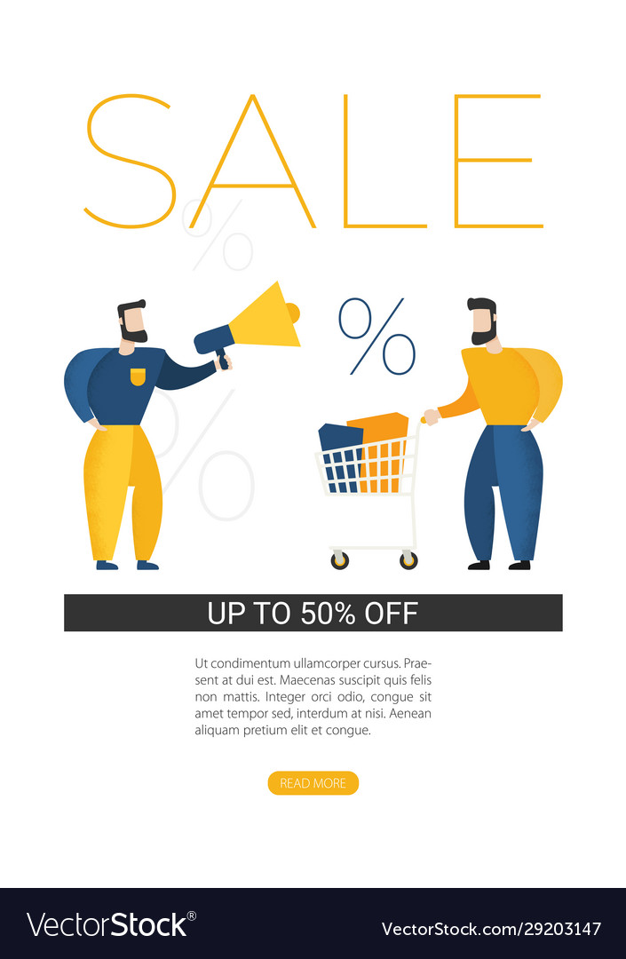 Online shopping salesman flat image