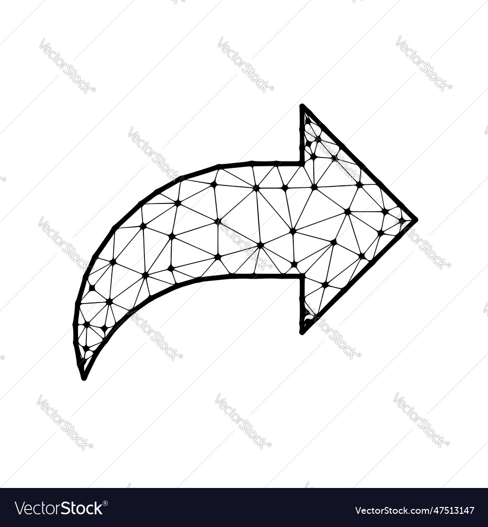 Right arrow polygonal icon isolated on white