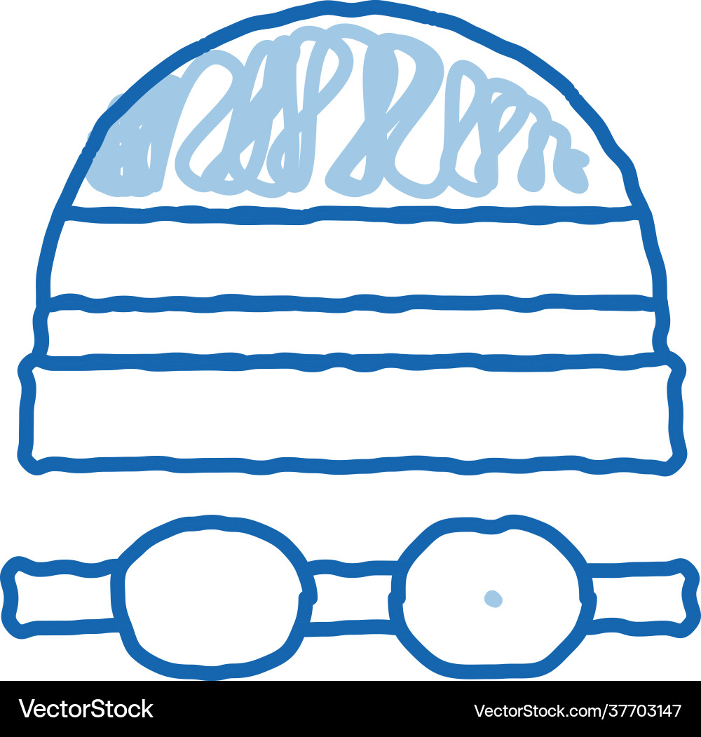 Safety goggles and hat doodle icon hand drawn Vector Image