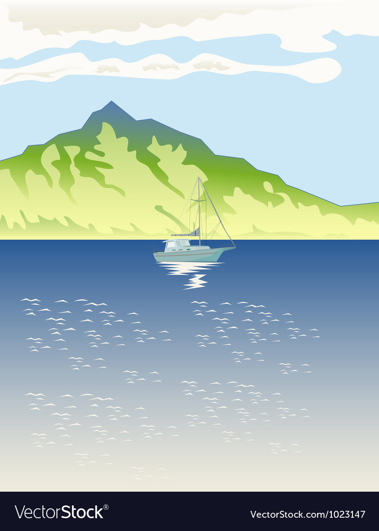Sailboat mountains retro