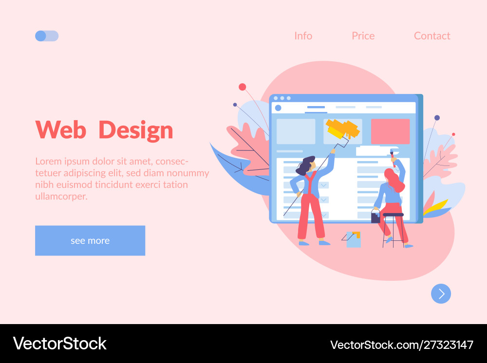 Web design landing page Royalty Free Vector Image
