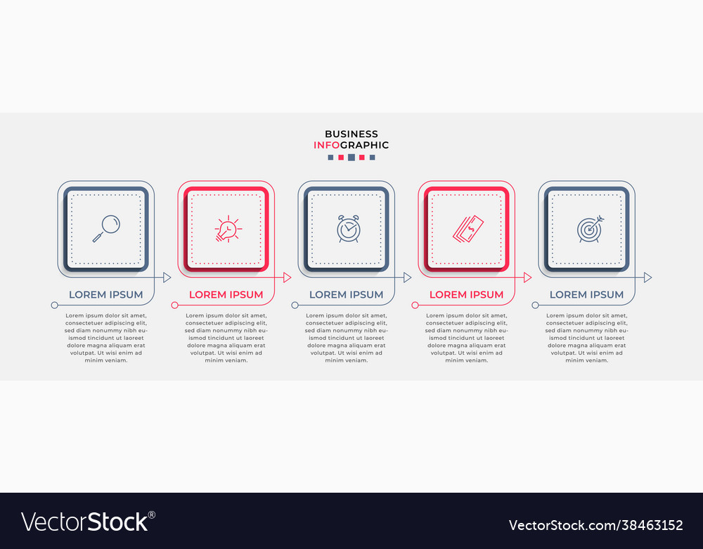 Business infographics presentation with 5 steps