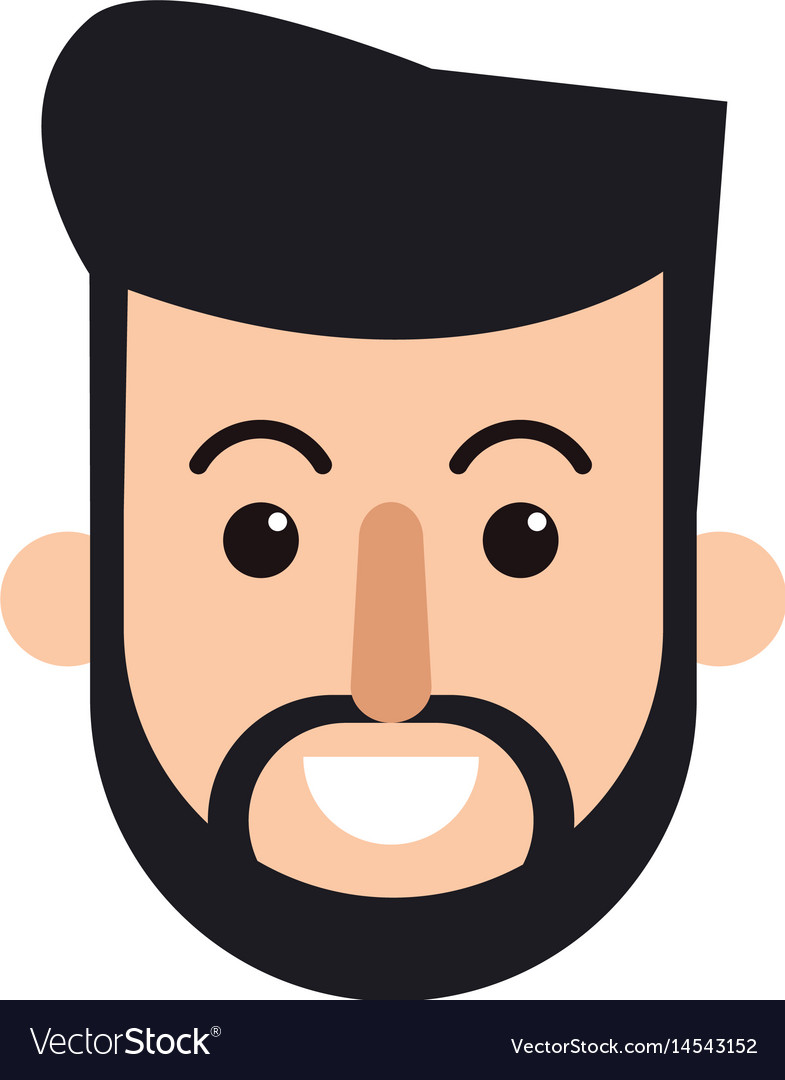 Character beard man face smiling Royalty Free Vector Image