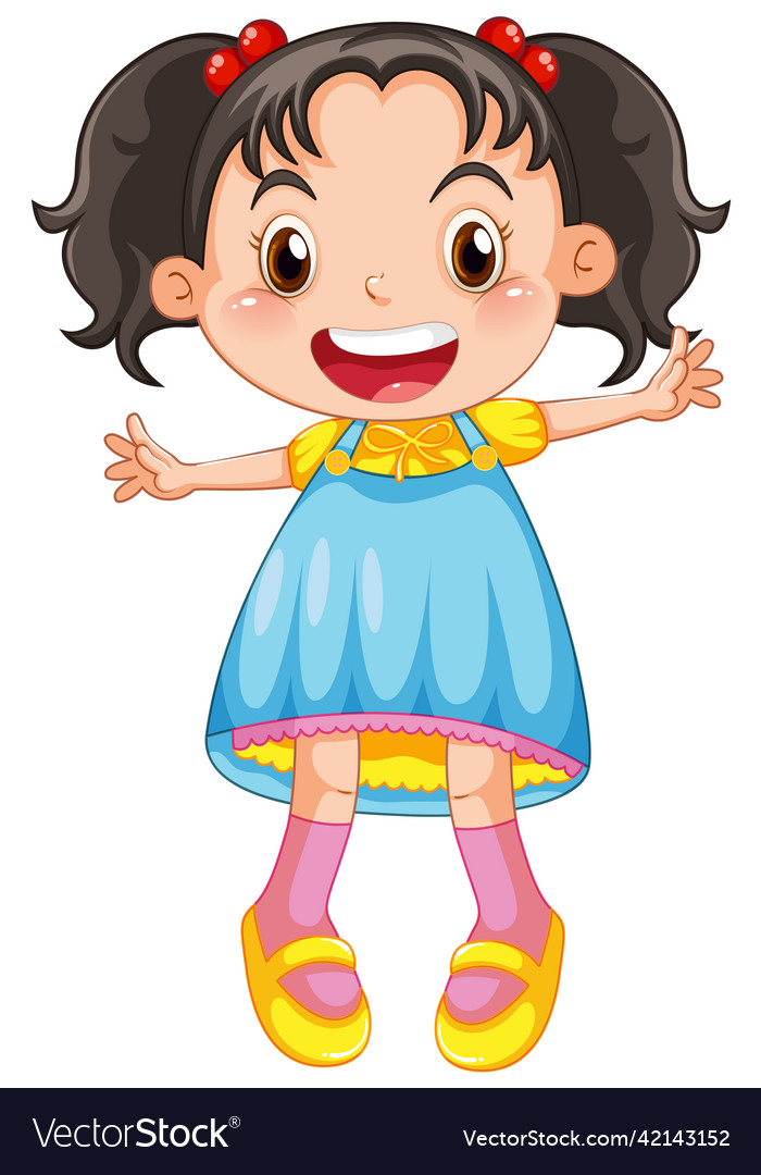 Cute happy girl cartoon character jumping Vector Image