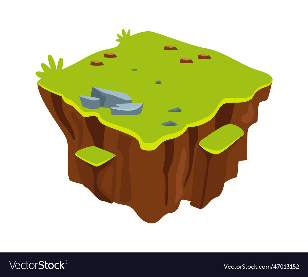 Floating island with grass Royalty Free Vector Image