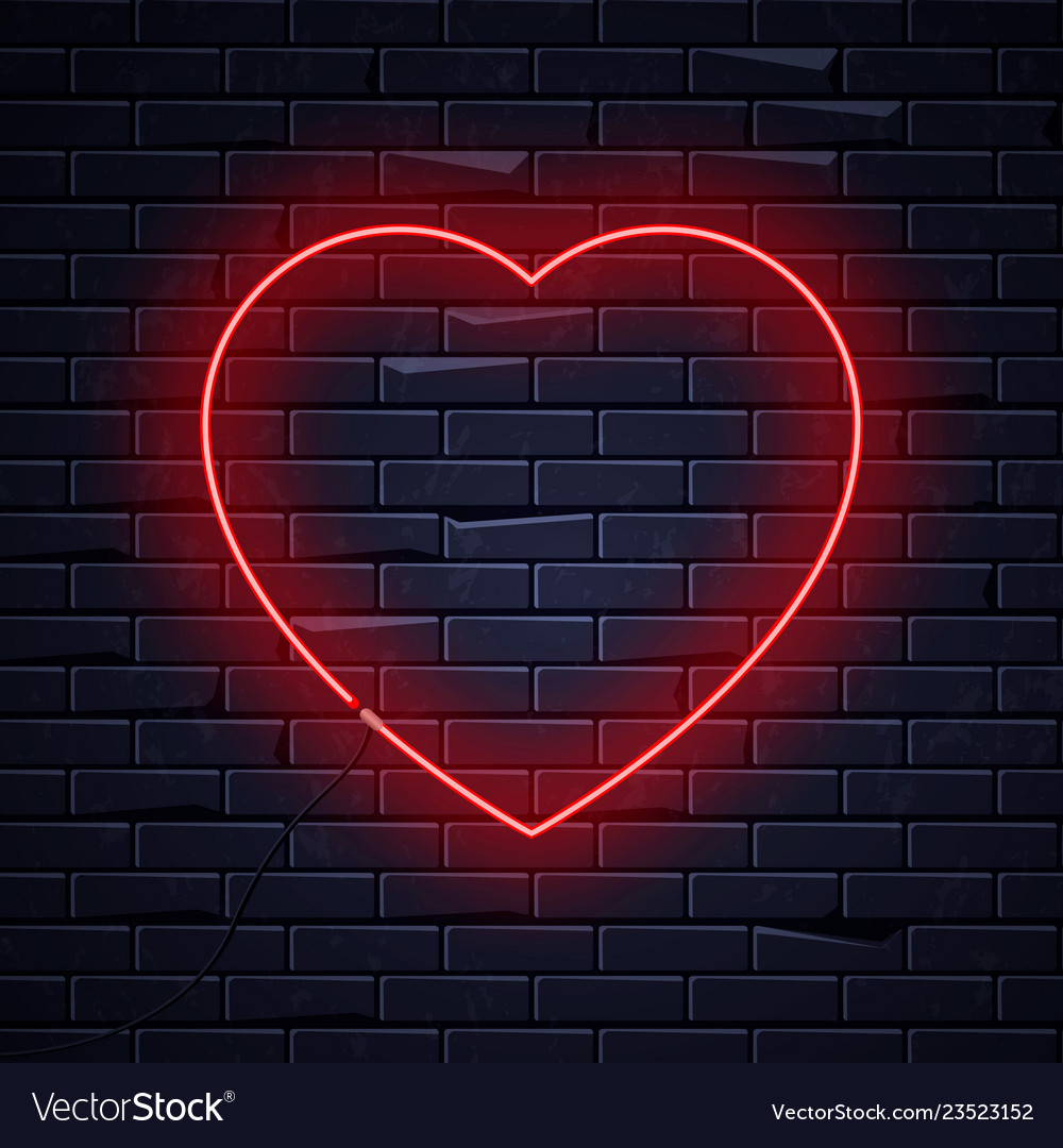 Illuminated neon love heart sign frame light