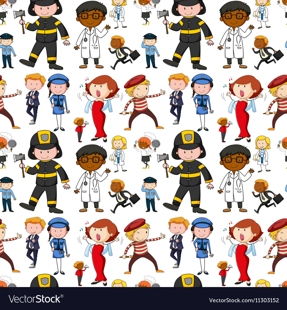 Seamless background design with different jobs Vector Image