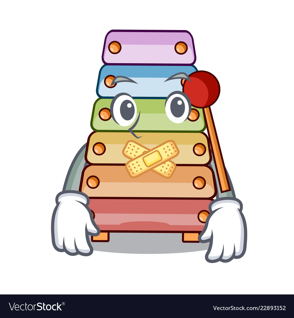 Silent xylophone with character wooden on table Vector Image