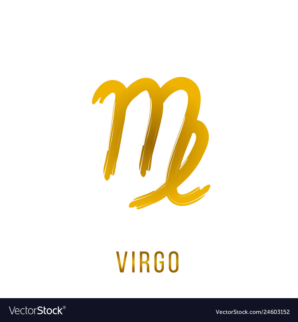 Virgo gold glitter zodiac sign Royalty Free Vector Image