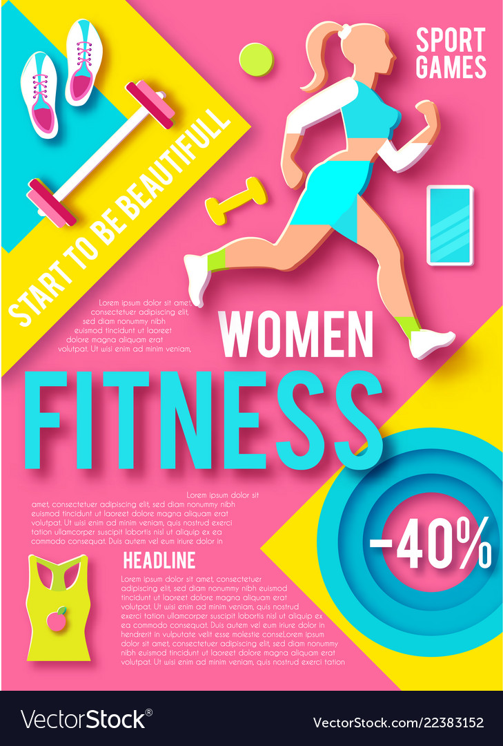 Woman fitness poster template sport motivation Vector Image Pertaining To Weight Loss Challenge Flyer Template