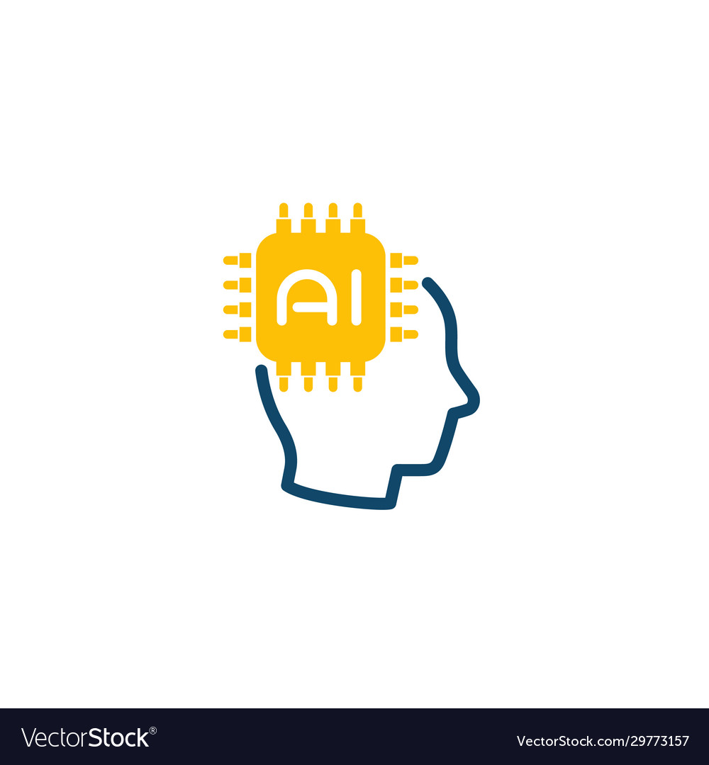 Ai tech icon chip and head Royalty Free Vector Image