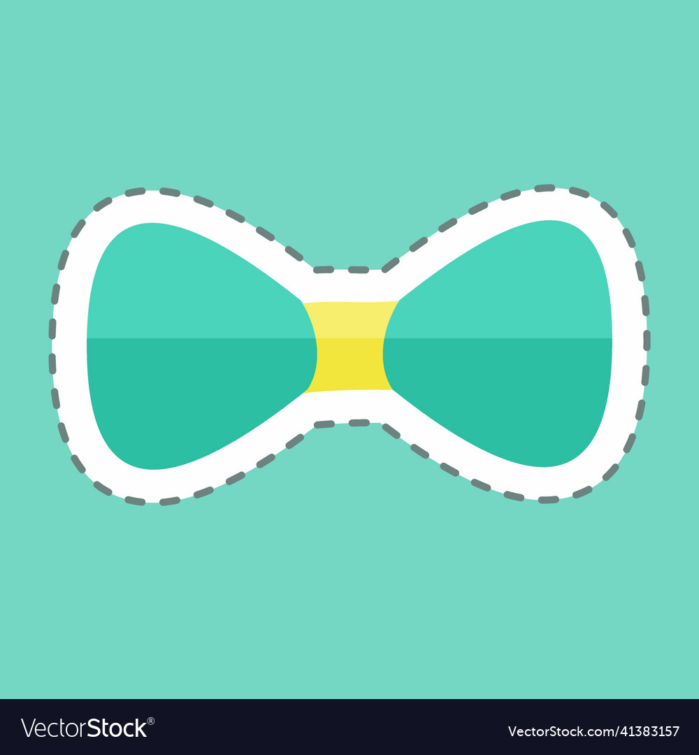 Bow tie sticker in trendy line cut isolated Vector Image