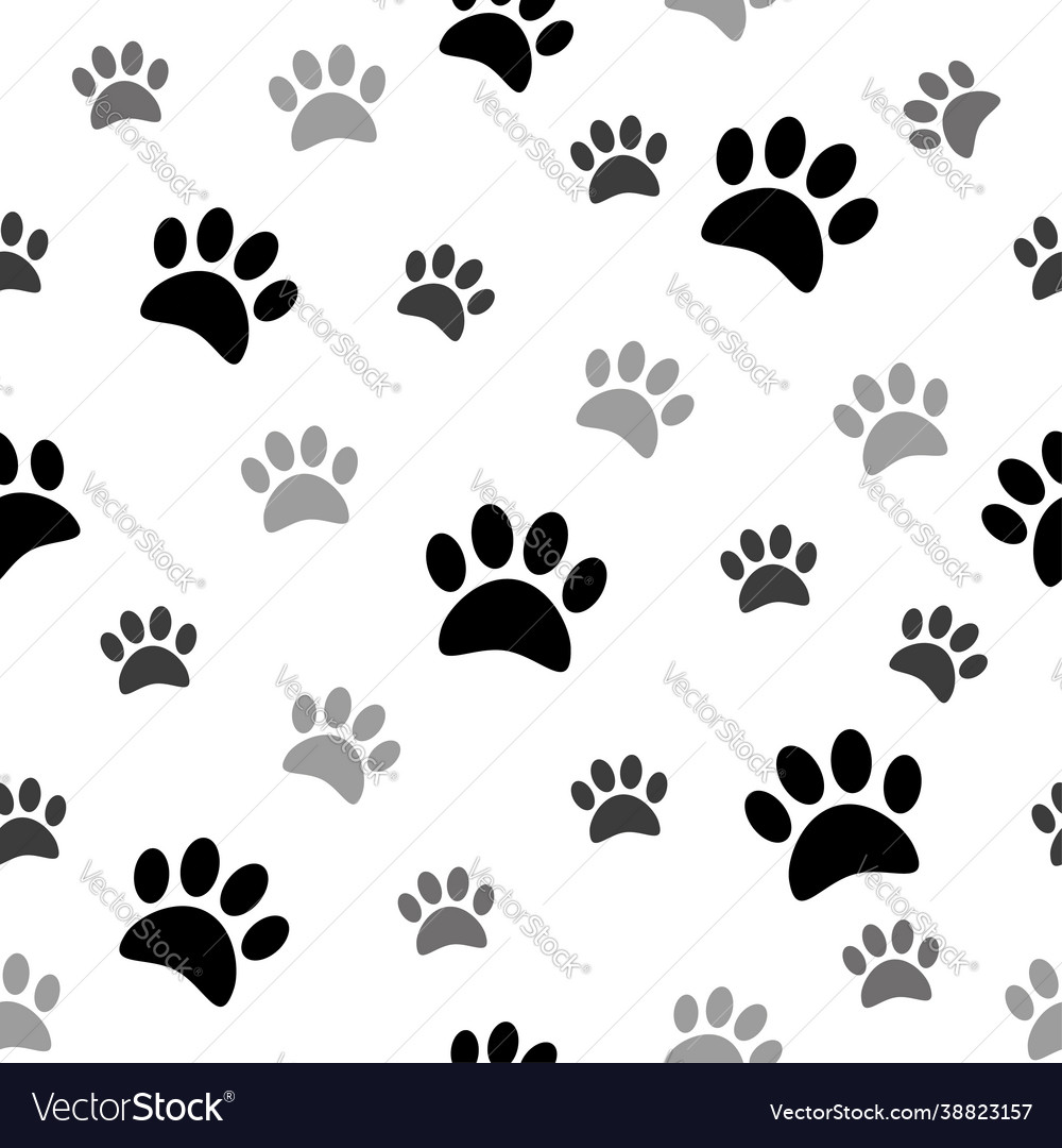 Cute paw prints seamless pattern vector image Cute paw prints seamless pattern