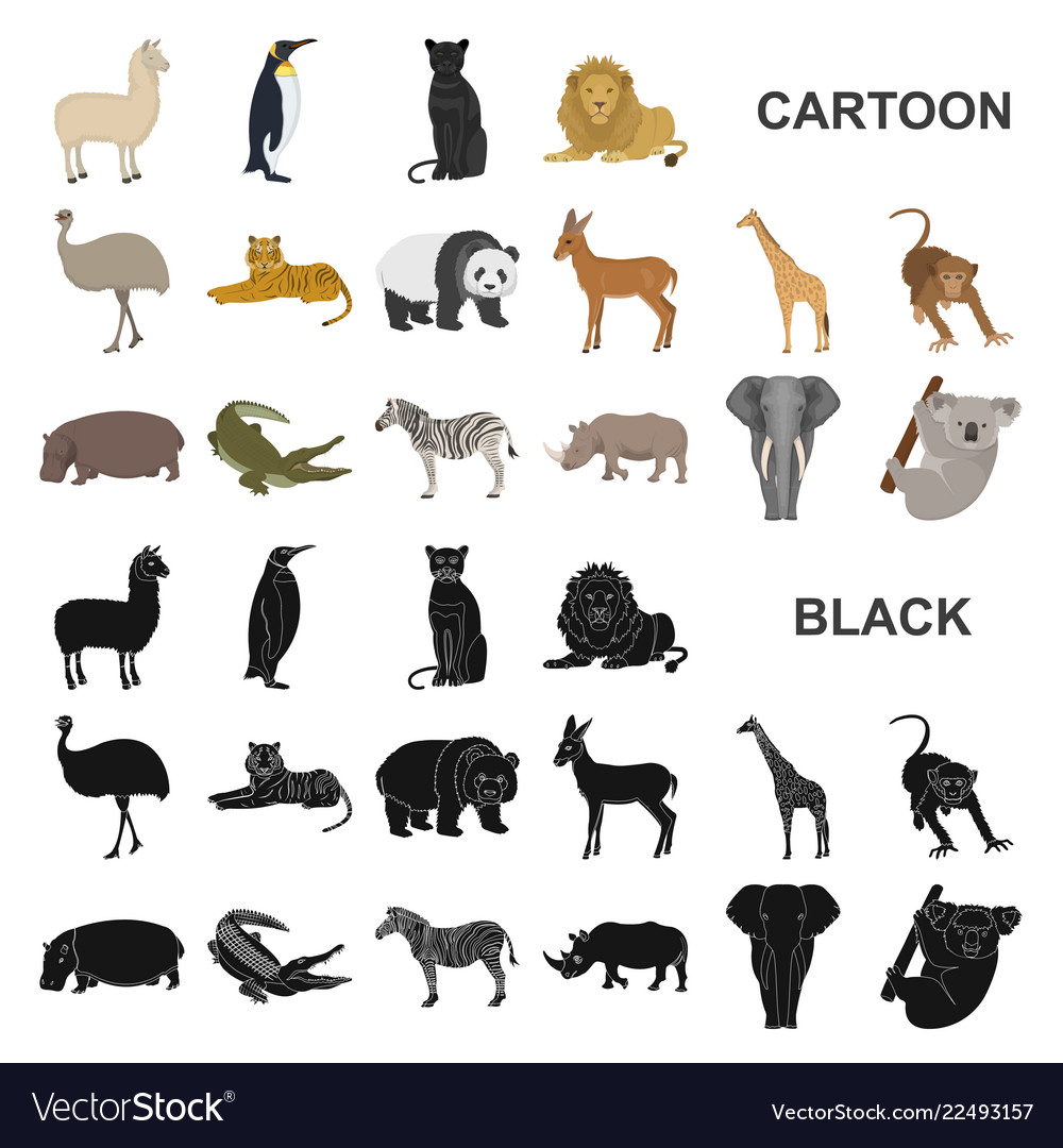 Different animals cartoon icons in set collection Vector Image Different animals cartoon icons in set collection Vector Image