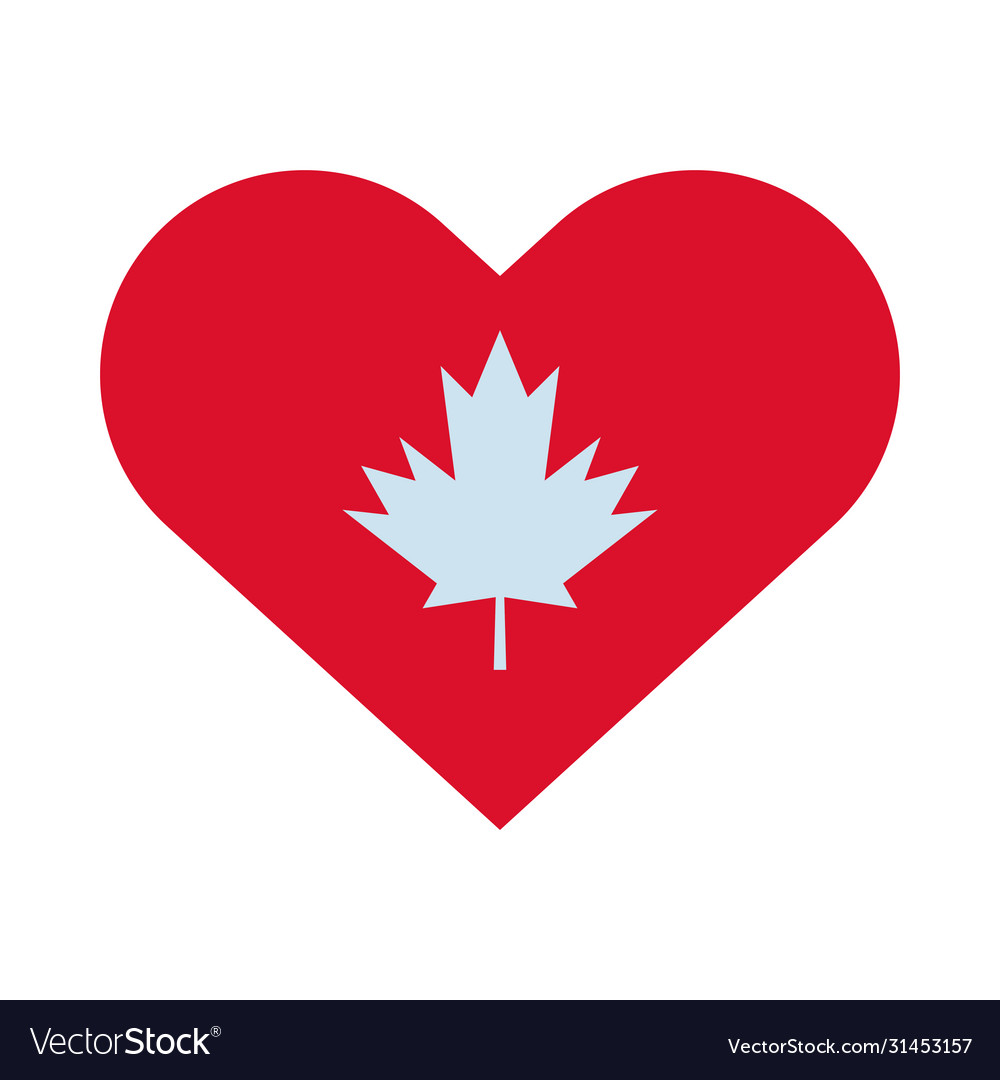 Maple leaf canadian in heart love Royalty Free Vector Image