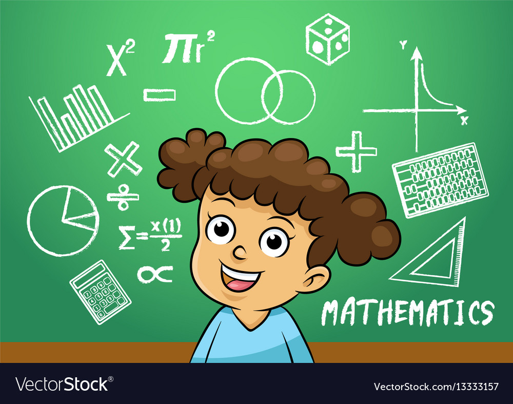 School girl write math sign object in school Vector Image