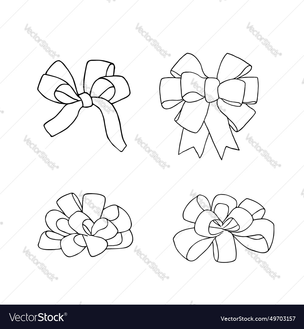 Set of hand drawn bows Royalty Free Vector Image